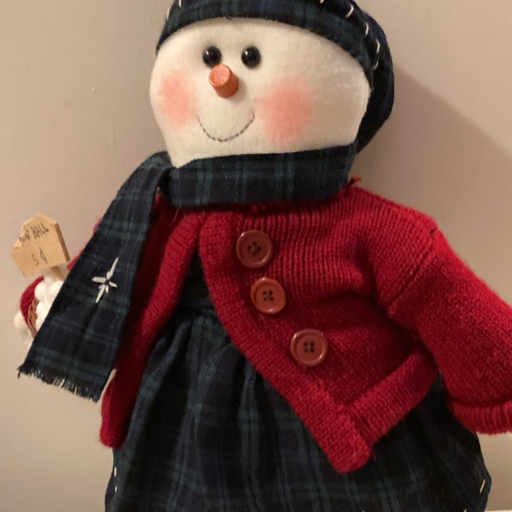 Snowman Winter Christmas Decoration Stuffed with Weighted Bottom 16” Tall